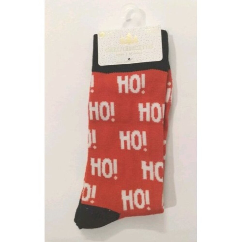 Gertex Men's Ho! Red White Black Christmas Holiday Socks Size 10-13 Shoe 7-12